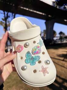 16个可爱多彩夏季贝壳和海星鞋饰，DIY休闲配饰 - 趣味百搭的个性化鞋饰，节日、派对和特殊场合的完美礼物 - 彩色 - 查看 7