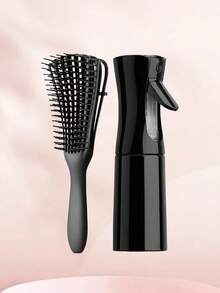 14pcs Natural Curl Hairstyling Tool Set, Including Spray Bottle, Sleep Cap, Curling Comb, Detangling Brush, Alligator Clips, Wet/Dry Hair Brushing Kit, Available In Pink/Black/Purple - Multicolor - View 9