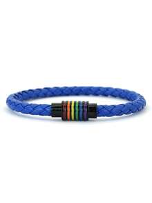 1 pieza Nuevo brazalete arcoíris de piel sintética minimalista, accesorio unisex para fiesta del orgullo LGBTQ - Pulsera de cuero PU - Ver 13