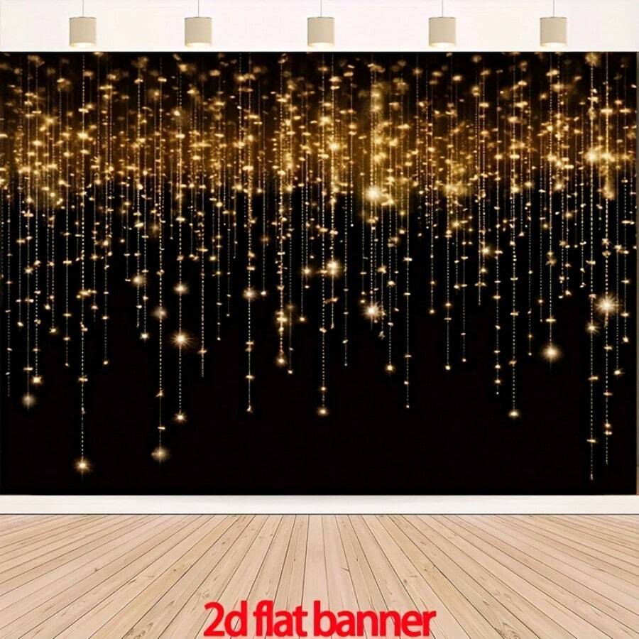 1 bucată de material textil elegant pentru fundal auriu strălucitor - design luxos negru auriu strălucitor, material poliester, nu necesită electricitate, foarte potrivit pentru nunți și petreceri - Multicolor 3 - Vizualizare 1