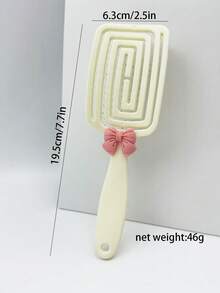 1pc Beige Boar Bristle Curly Hair Brush, Elastic Styling Comb For Voluminous Wet & Dry Hair - Beige - View 11