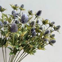 5 Artificial Thistle Flower Sprayer - Realistic Artificial Eryngium Flowers. These Lifelike Artificial Eryngium Plants Are Ideal For Weddings, Engagements, Home Decor, Tabletop Decorations, Holiday Celebrations, Mother's Day Decorations, Bridal Bouquets, Wreaths, Outdoor Decorations, And Room/Hotel/Restaurant/Office/Bedroom Decor.