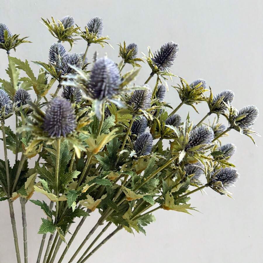 5 Artificial Thistle Flower Sprayer - Realistic Artificial Eryngium Flowers. These Lifelike Artificial Eryngium Plants Are Ideal For Weddings, Engagements, Home Decor, Tabletop Decorations, Holiday Celebrations, Mother's Day Decorations, Bridal Bouquets, Wreaths, Outdoor Decorations, And Room/Hotel/Restaurant/Office/Bedroom Decor.