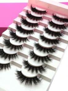 8 Pairs Fashionable Daily Wear Black Pug False Eyelashes, Exaggerated Thick Curly European And American Style Fake Eyelashes - Multicolor - View 8