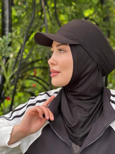 1件套速戴棒球帽，纯色经典围巾，百搭阿拉伯时尚休闲颈套+棒球帽，颈套+遮阳头巾时尚简约组合套装，可自由搭配