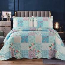 3 Piece Quilted Patchwork Bedspread - Soft Throw Bedding Set, Perfect For Single Double King Size Beds Bedroom Decor & Cozy Home - Zurich - Patchwork Bedspread - View 8