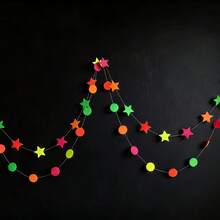 3M X 2 Sets 5 Colors Neon Paper Glow Hanging Banners, Disco, Luminous Party Banners, Blacklight Reactive Paper Wreaths, Neon Party Streamers, Suitable For Birthday Disco Theme Parties, Bar Decorations, Home Decor, Rock, Disco Theme Glow Party Supplies And Decorations, Blacklight Reactive Fluorescent Party Supplies And Decorations, Suitable For Neon Birthday And Wedding Celebrations - Multicolor - View 1