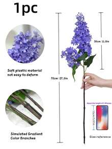 1 bông hoa tử đinh hương nhân tạo mềm mại, sống động như thật, kích thước 27,5 inch/70 cm, thích hợp để trang trí bình hoa, phòng khách, đám cưới, ngày lễ tình nhân, trang trí mùa xuân. - Nhiều màu - Xem 3