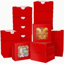Cajas de panadería Kraft con ventana, Cajas pequeñas para pastelería, Gruesas y resistentes - Albaricoque - Ver 3