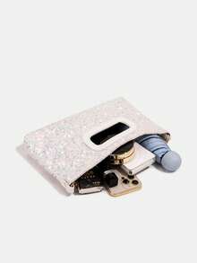 1件装女童新款时尚亮片优雅斜挎包，链条单肩包，手拿包，晚宴包，链条包，零钱包，钱包，适合日常、派对、旅行，理想的礼物 - 手拿晚餐包 - 查看 11