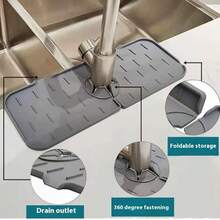 Alas Pengering Silikon Anti-Percikan untuk Keran Dapur TPR, Alas Pengering Wastafel dengan Alur Vertikal Pendek, Alas Pembersih - MultiWarna - View 7