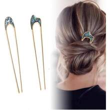 2 Piezas Horquillas para el Cabello Forma U Pinza para el Cabello Francesa 2 Puntas Horquillas Moo Mujeres Nias Accesorios Horquilla Ayuda el Cabello Dorado y Plateado - Distrito de Karakash - Ver 3