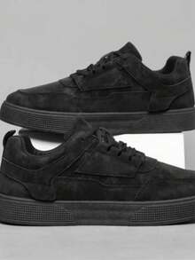 Men's Versatile American Style Casual Sneakers, Black Non-Slip Kitchen Shoes, Autumn/Winter