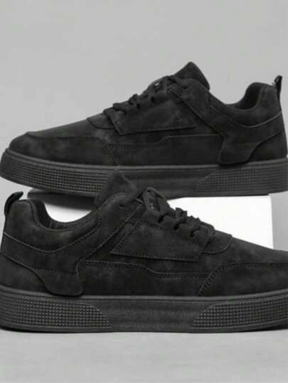 Men's Versatile American Style Casual Sneakers, Black Non-Slip Kitchen Shoes, Autumn/Winter