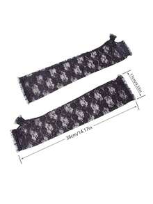 一双黑白蕾丝长袖手套，新娘袖，角色扮演服装配饰，暗黑系性感手套，适合万圣节、狂欢节、情人节和化装舞会