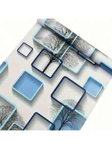 3D网格树形图案可移除乙烯基贴纸 - 自粘紫色蓝色，适用于DIY墙面和家具装饰 - 藍色 - 查看 8