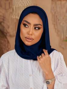 1件装女士纯色简约百搭穆斯林速戴头巾，套头式设计，方便快捷佩戴，简约休闲优雅经典百搭，一体式帽衬围巾，舒适透气面料，适合搭配头巾服饰，日常穿着。 - 一體式 - 查看 15