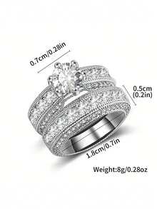 2pcs Luxury High-End Elegant Party Engagement Rings