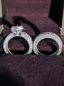 2pcs Luxury High-End Elegant Party Engagement Rings