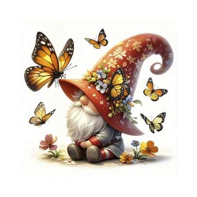 1pc/2pcs/3pcs Dwarf Playing With Butterfly Heat Transfer Stickers - Mixed Color Vinyl Heat Transfer Stickers Suitable For T-Shirts, Jeans, Masks, Backpacks - DIY Seasonal Decoration, Home Decor, Holiday Clothing Customization, Easy To Apply Decals, Durable Home Decor