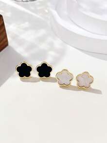 LADYCOCO 2对（大号1.5厘米）时尚奢华四叶草耳钉套装，百搭日常佩戴，适合女性 - 多色Z - 查看 5