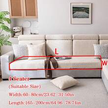 1件装毛绒提花防滑沙发座垫套，柔软亲肤，防宠物抓挠，弹性沙发套，适用于L型组合沙发和1/2/3/4人座沙发，春秋季（单独出售） - 米色 - 查看 16