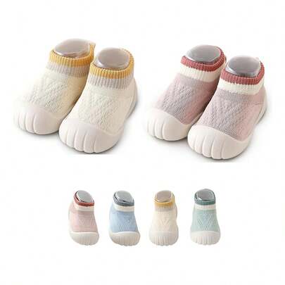 TendenciaZapatos Calcetín Para Bebe Antideslizantes De Silicona Suave Rosa Y Blanco 12.5 Mx AlgodónCalidad premium
