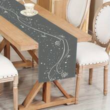 1pc Simple Gray Floral Table Runner, Flower Pattern Table Runner, Holiday Table Runner, Table Protection, Suitable For Indoor Decoration, Home Decor, And Event Decor Gift. - 72x12.99英寸 - 查看 2