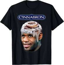 Cinnabron Funny LeBronA Graphic Meme T-Shirt Women's Fashion Tees High Quality Short Sleeve Men T Shirt Tops Streetwear - 黑色 - 查看 1