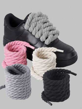 1 Pair 120cm/47.24 Inch Handwoven 3-Strand Thick Shoelaces, 8mm Wide, Vibrant Colors, Suitable For Sports Shoes, Unisex Athletic Shoes, Casual Shoes, White Shoes, Basketball Shoes, Summer Training Shoes, Running Shoes Etc. Classic Rope-Like Shoelaces, Can Be Used As Replacement Or Decorative Laces To Add Charm To Your Shoes.