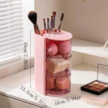 1pc Rotating Makeup Organizer Box - Multi-Functional Storage Box For Makeup Brushes, Combs, Hair Clips, Hair Ties, Hair Pins And Jewelry, Desktop Vanity Organizer - Multicolor - View 13