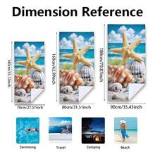 1条海洋生物海星贝壳珊瑚印花沙滩巾，超强吸水速干，适合游泳，柔软沙滩毯，适用于海滩、游泳、户外露营旅行，理想的沙滩必备泳池毛巾浴巾 - 彩色 - 查看 2