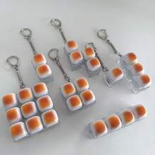 1pc Caramel Bread Shaped Keychain, Mechanical Keyboard Switch Tester, Keyring, Desktop Decor, Phone Charm, Creative Fidget Toy - Multicolor - View 4