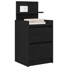 vidaXL Table de chevet avec 2 tiroirs noir 38x34x80 cm - Noir - Voir 5