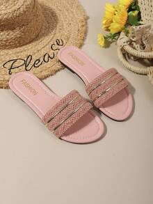 Teenage Girls' Soft Bottom Fashion Sandals, Casual Beach Holiday Flat Slippers, Summer