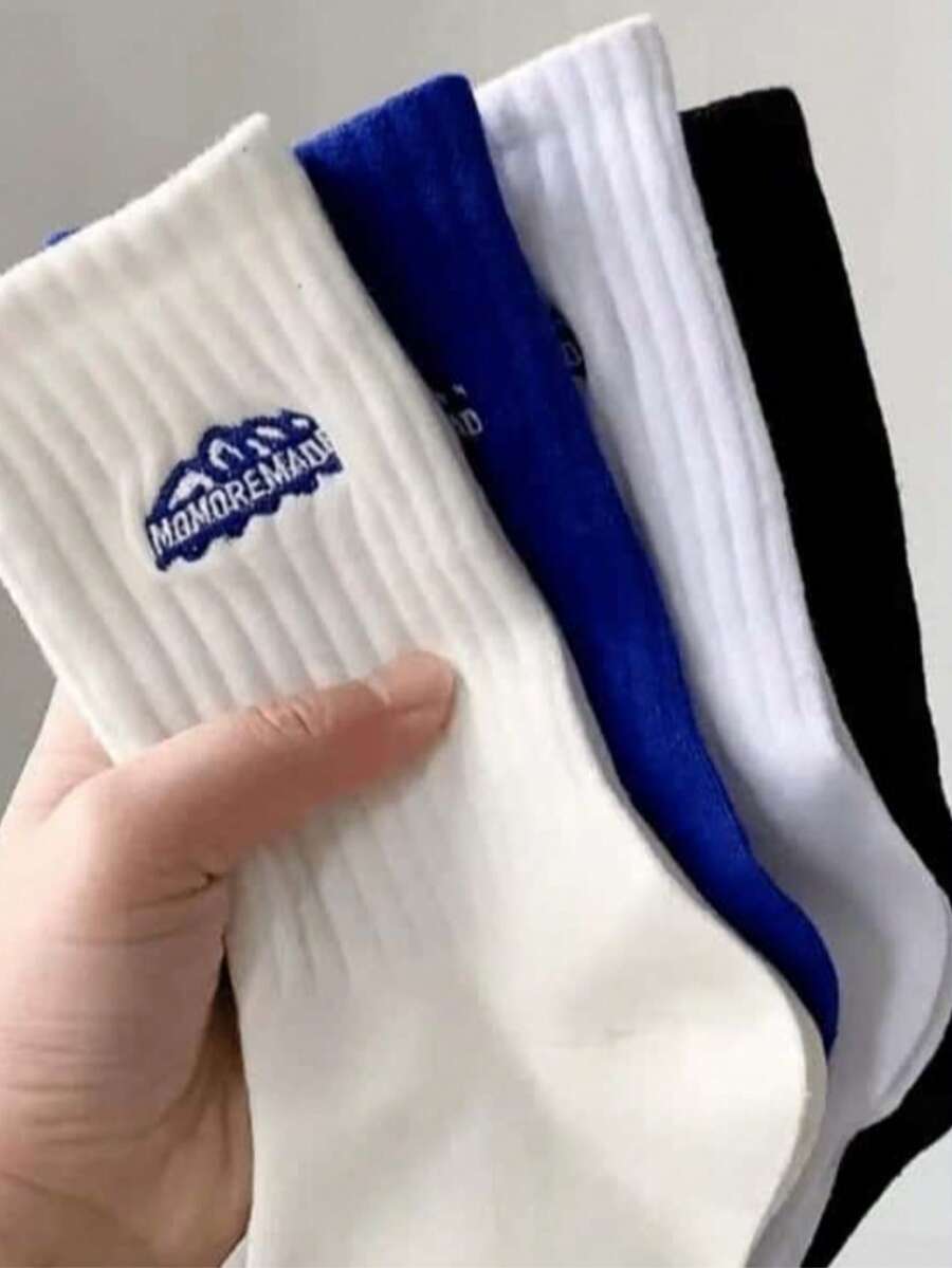 4 pares de calcetines de unicolor, delgados y hasta el tobillo, calcetines unisex para deportes y actividades al aire libre, calcetines de baloncesto - Multicolor - Ver 1