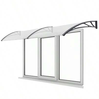 Canopy For Front Door Canopy 120/150/200/300 X 100 Cm Pent Arch Canopy PP Holder For Outdoor Sun Protection Grey Frame