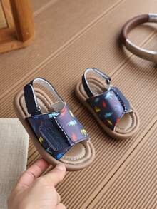 1双儿童怪兽沙滩凉鞋，PU鞋面，防滑厚鞋底，魔术贴搭扣 - 寶藍色 - 查看 16