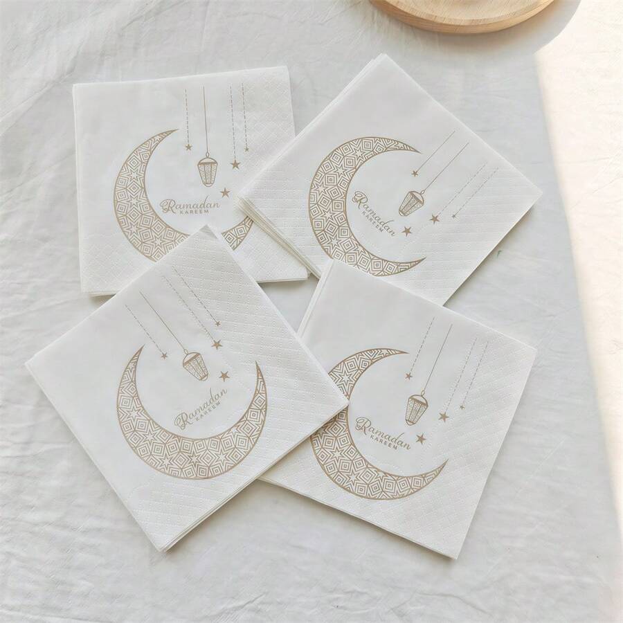 50pcs/Bag Ramadan Kareem Disposable Ramadan Napkins 2026 For Home Decoration Eid Mubarak Decoration Ramadan Mubarak Eid Al Adha Islamic Muslim Party - Multicolor - View 1