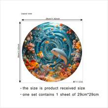 1pc Underwater World Dolphin And Coral Reef Fish Washing Machine Sticker, Removable Self-Adhesive Waterproof PVC Marine Life Wall Decal, Suitable For Bathrooms, Balconies, And Washing Machine Background Walls, 2D Flat Design. - Multicolor - View 5