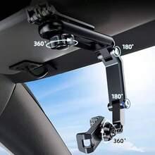 Giá đỡ điện thoại gắn trên tấm che nắng ô tô, có thể gập lại, kẹp điều chỉnh được với khả năng xoay 360°, tương thích với iPhone và Android. Món quà sinh nhật, quà tặng gia đình, bạn bè. Phụ kiện ô tô khi lái xe, chịu tải trọng lớn. - màu đen - Xem 2