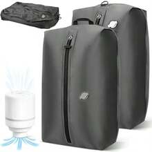 YEUSS WEWI 2PCS Bolsa de Compresion Viaje con 17L y 16 L,Airless Bag Reutilizable,Bolsas Empacar al Vacio Impermeable IPX8,Bolsas de Vacio para Ropa Viajes,para Maletas de Viaje y Mochila(Bomba Elctrica) - gris+sin ventana - Ver 2