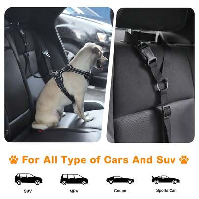 3件套可调节狗狗车载安全牵引绳，宠物牵引绳，车载安全绳，二合一狗狗牵引绳，适合户外使用，可调节尼龙材质狗狗约束车载安全带，经久耐用，360度旋转连接器，易于使用