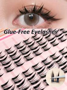 Sibeuna 60/120/180pcs Glue-Free Single Cluster C 0.07mm Cartoon Style Natural Cluster False Eyelashes, 10 Rows Glue-Free Natural Long False Eyelash Clusters For Women's Eye Makeup, Party, Club Makeup Tool - C - 查看 1