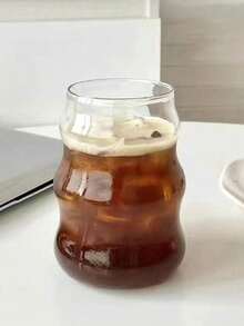 1pc 550ml High-Quality Glass Cup - Cloud Shaped Cold Drink Cup, Household Spiral Design, High Borosilicate Glass Milk Tea/Coffee Cup - Multicolor - View 7