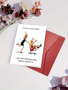 1pc Funny Birthday Card Friendship Greeting Card - Suitable For Any Occasion For Family And Friends - 紅色 - 查看 6