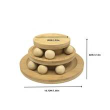 三层木制猫玩具转盘带滚珠轨道，宠物益智玩具，滚珠摇铃秋千