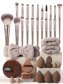 40件套化妆工具套装，包含：20支化妆刷套装+1个发圈+2个手碗带+1个洁面海绵+4个三角粉扑+4个迷你化妆海绵+4个化妆海绵+4个迷你气垫粉扑，一应俱全，新手友好 | 方便旅行携带，送礼佳品 | 新手/女性的完美之选 - 彩色 - 查看 13