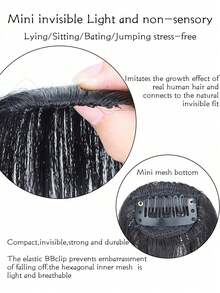 千禧发夹假发，侧刘海，自然前额假刘海，无缝薄顶假发