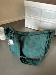 2026 New Korean Ins Style Girls Cute Cloud Corduroy Shoulder Bag, Minimalist Crossbody Bag - Army Green - View 7